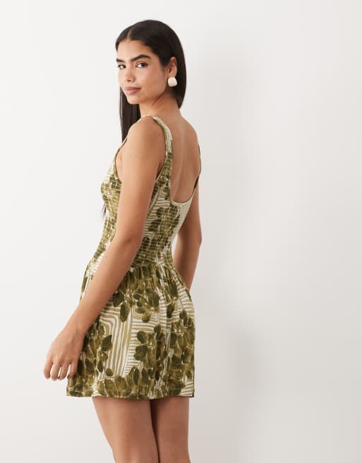 ASOS DESIGN crinkle button through mini dress in print, 4 of 4