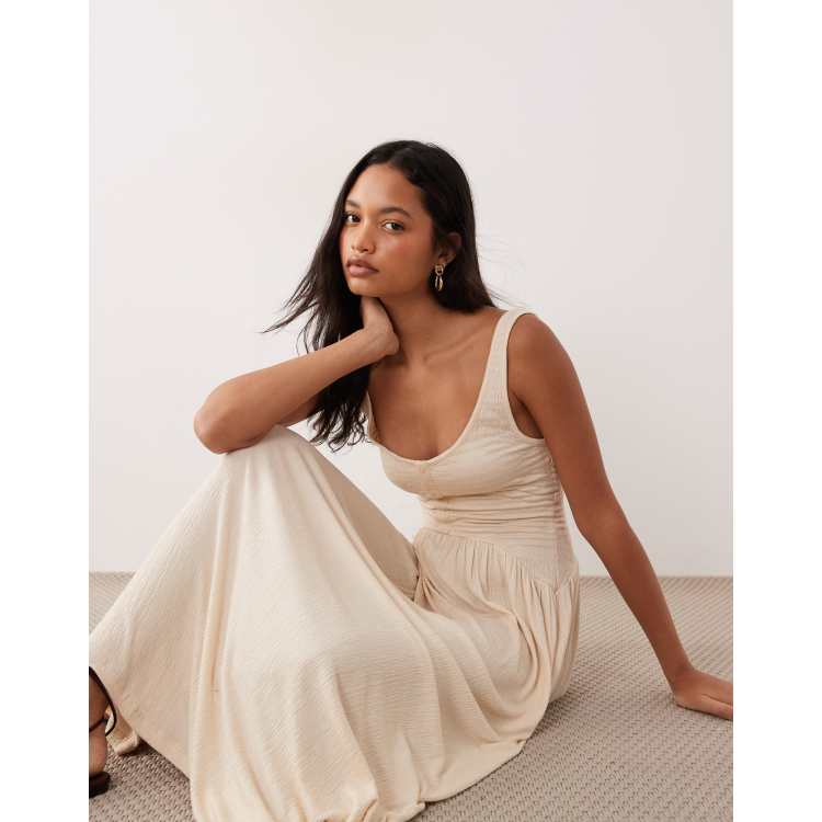 crinkle cotton button-front midi dress Crinkle Cotton Midi Dress