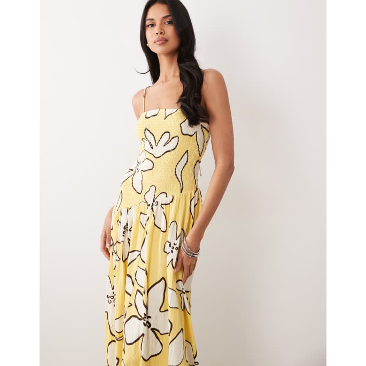 knee length dresses for ladies Marcelle Dress in Lemon | The Borrowed Collective
