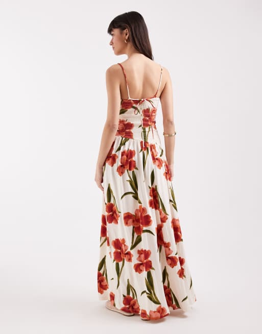 farm rio floral bust midi dress Farm Rio Fruit Beauty Off-White Maxi Dress Off-White / M