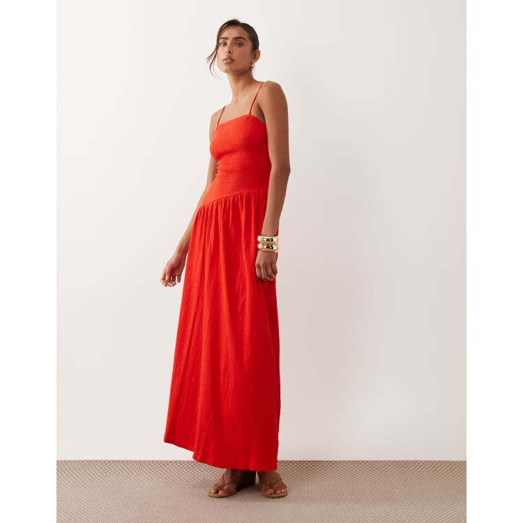 asos design cami wrap midi dress with tie waist ASOS Design - Crinkle Cami Tie Back Midi Dress - Women - Cotton/Polyester/Spandex - 14 US