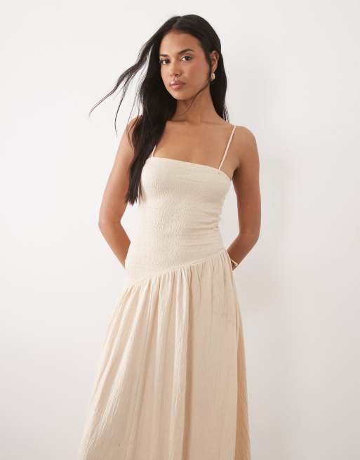 asos design batwing embellished pencil midi dress in stone ASOS Batwing Embellished Open Back Dress