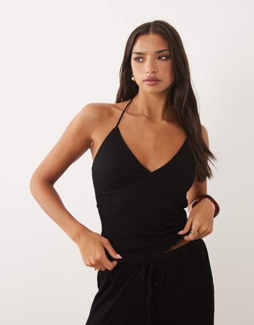 ASOS DESIGN crinkle cami top in black - part of a set, 3 of 4