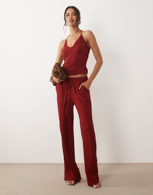 ASOS DESIGN crinkle cami top in red - part of a set, 2 of 4
