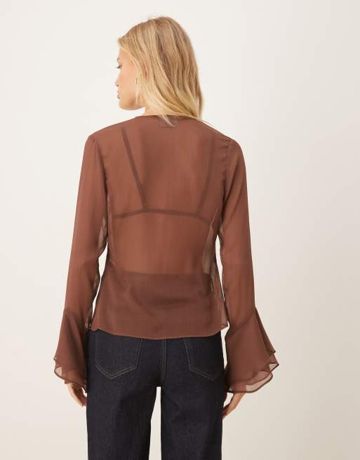 トップス deres half sleeve blouse chocolate deres/ half sleeve blouse(chocolate)
