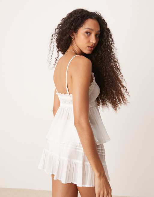 ASOS DESIGN crinkle cotton beach crop top in white, 3 of 4
