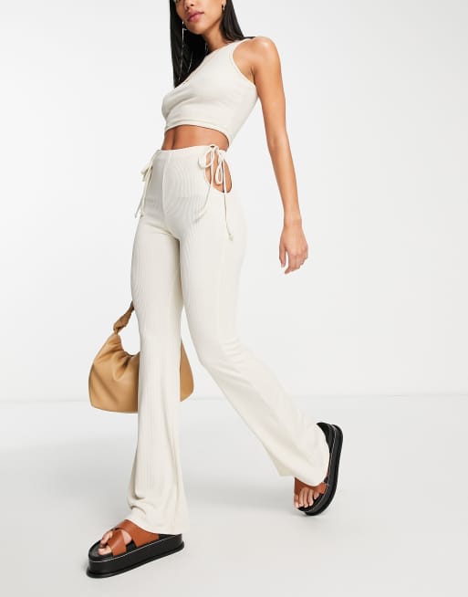 ASOS DESIGN super low rise hipster flare pants in taupe