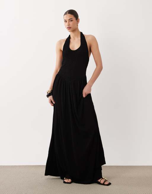maxi black halter neck dress Halter Maxi Dress – Odd Muse main image 0