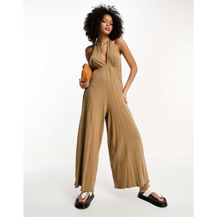 ASOS DESIGN seamless jumpsuit in mocha