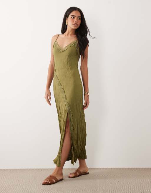 chinese dress ladies Rent ASOS DESIGN Corset Detail Cold Shoulder Maxi Dress With Lace Inserts  In Black