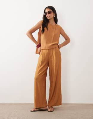 Asos Design Crinkle Mensy Pants In Brown