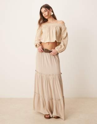 Asos Design Crinkle Off The Shoulder Balloon Sleeve Top