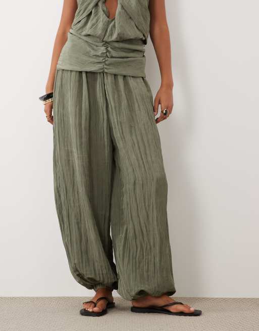 ASOS DESIGN crinkle pants in khaki - part of a set, 2 of 5