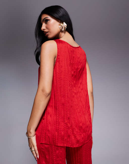トップス HEAP layer knit tank - tea party red SpillTheTeaRedRockNRagsSeamles