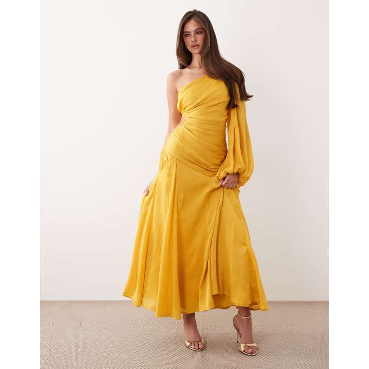 ochre bridesmaid dresses Elva - Ochre Plunge Neck Panel Dress main image 1