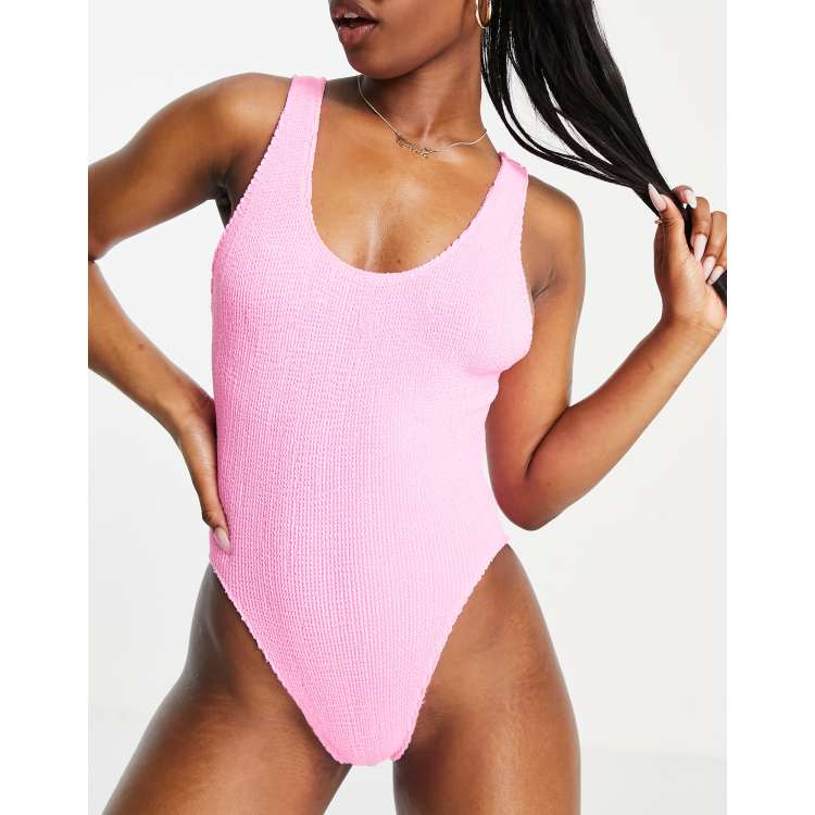 ASOS Charlotte Pink Scoop Crinkle Swimsuit