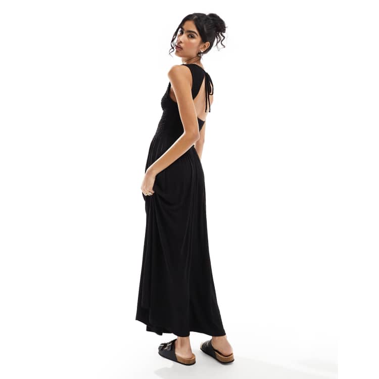 Fashion asos black backless dress