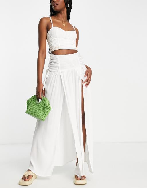 Tall Woven Shirred Waist Maxi Skirt