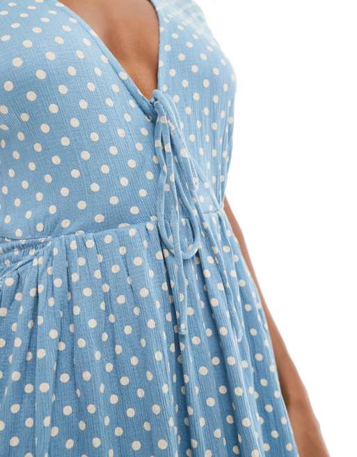 Fashion asos blue polka dot dress