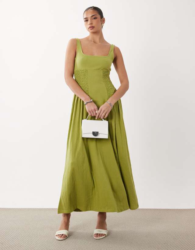 citrus green dress ASOS Design - Midi - Women - Viscose/Polyester/Spandex - 6 US size_xs
