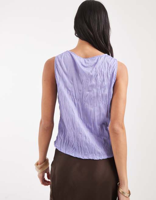 ASOS DESIGN crinkle tank met bloemenprint in lila, 3 van 4
