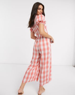 pink gingham jumpsuit