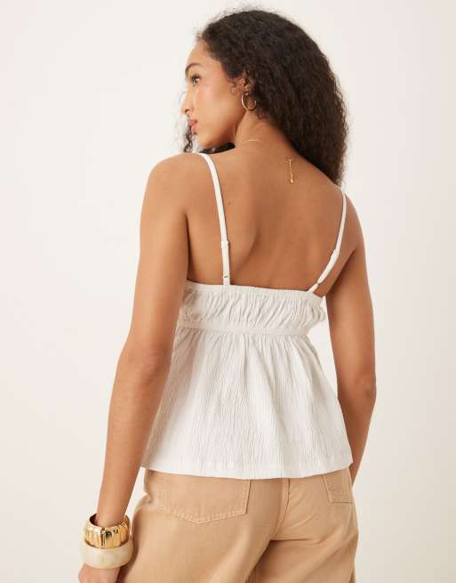 Cream Crinkled Tank