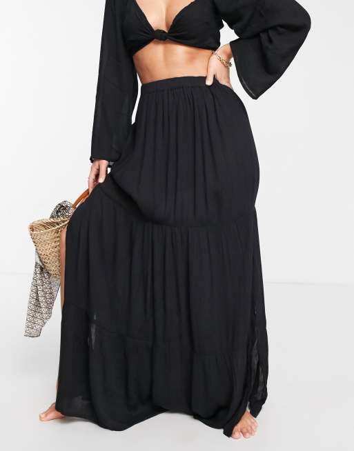 Crinkle tiered 2025 maxi skirt