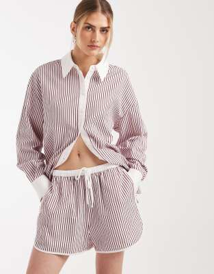 Asos Design Crinkle Tipped Pull On Shorts With Tie In Multi