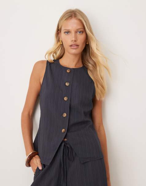 ASOS DESIGN crinkle top co-ord in charcoal - view 1