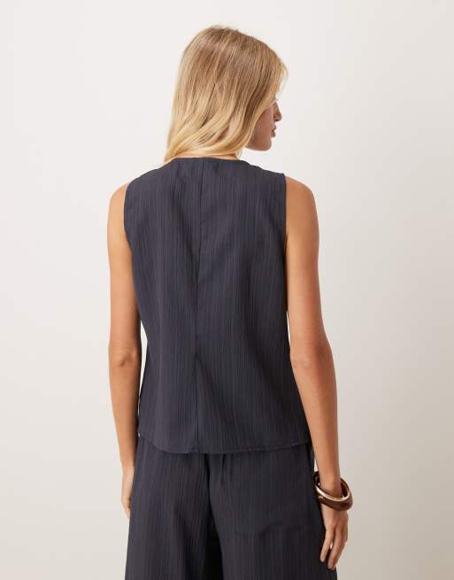 ASOS DESIGN crinkle top co-ord in charcoal, 2 of 4