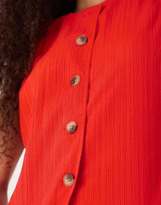 ASOS DESIGN crinkle top co-ord in rust, 2 of 4