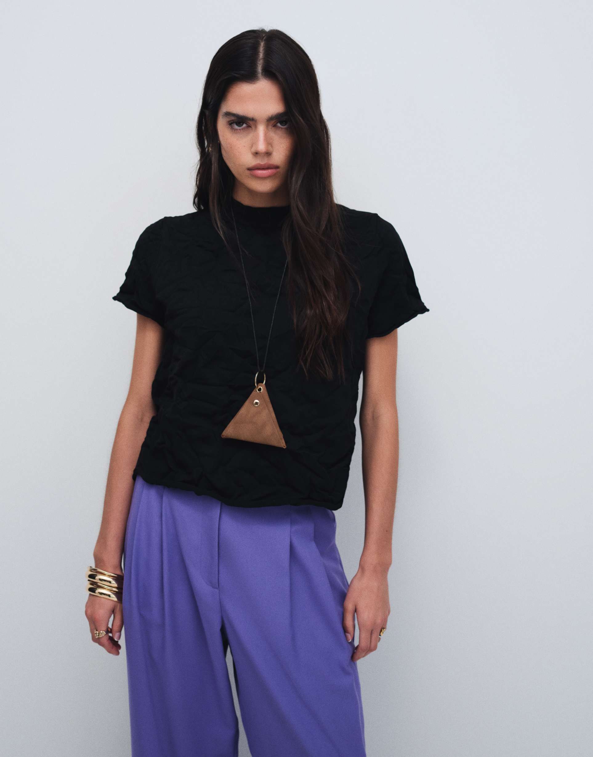 asos design crinkled boxy knit tee in black