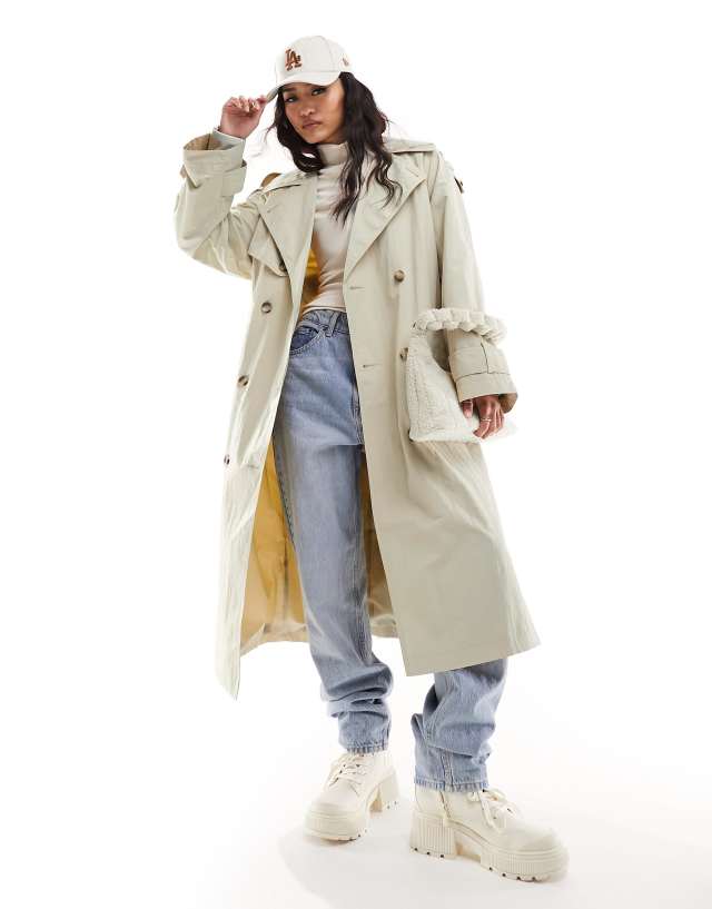 ASOS DESIGN - crisp trench coat in stone