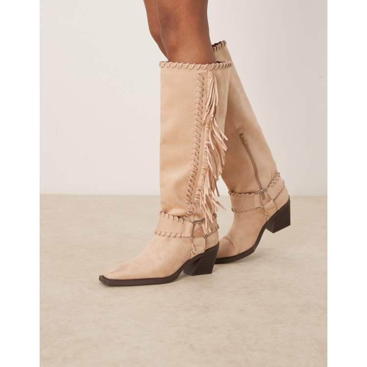  Men\'s Fringe Suede Boots - Tan Asos Jacket Mens Medium Leather Suede Fringe Brown Biker  main image 4