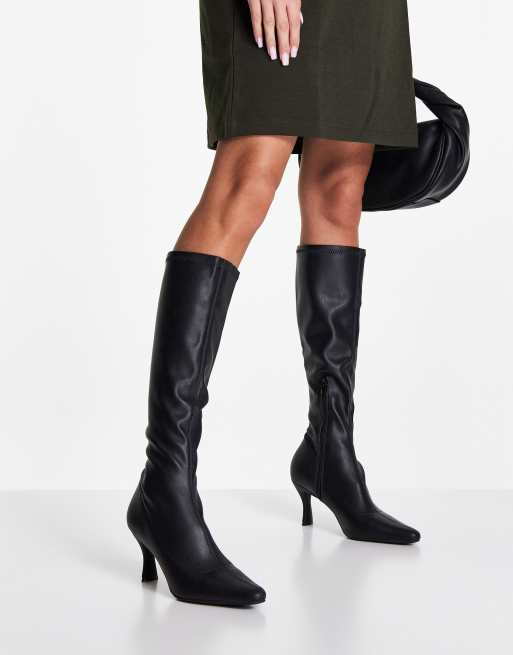 ASOS DESIGN - Croatia - Knielaarzen met hak in zwart