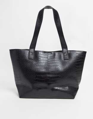 black croc shopper bag