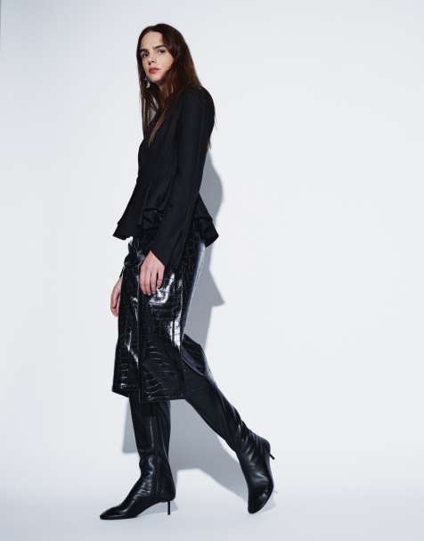 ASOS DESIGN croc coated shorts in black - view 1