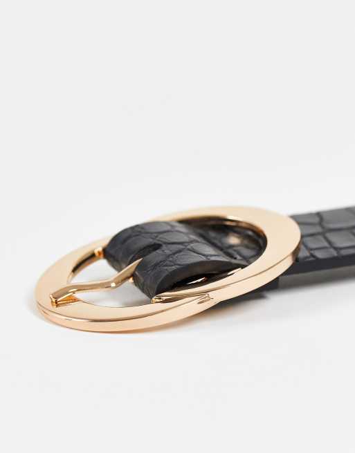 ASOS Design Monogram Buckle Croc Belt