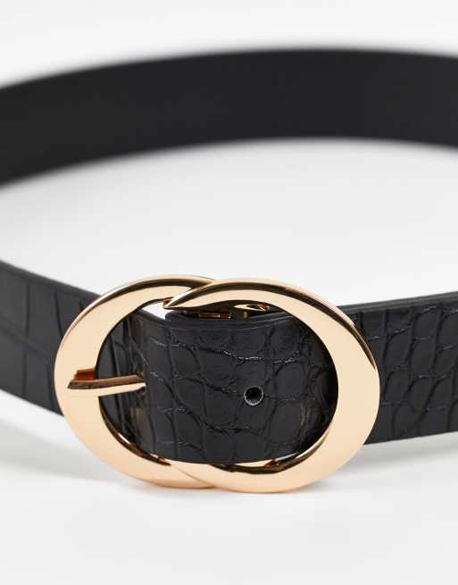 ASOS Design Monogram Buckle Croc Belt