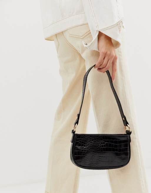 Black shoulder bag croc new arrivals