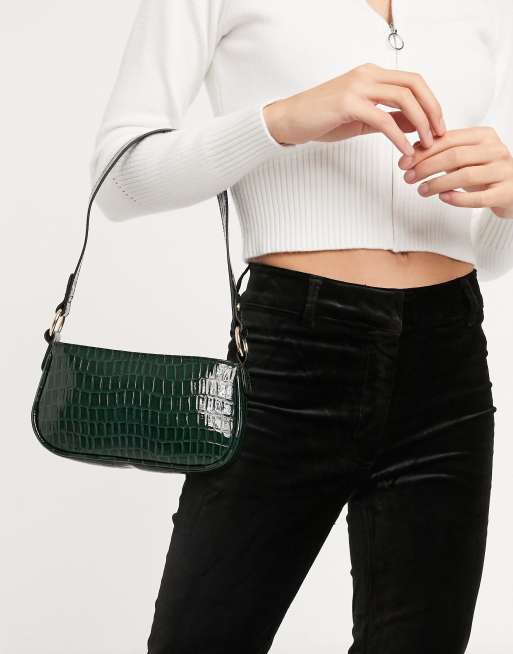 ASOS DESIGN croc effect 90s shoulder bag, ASOS