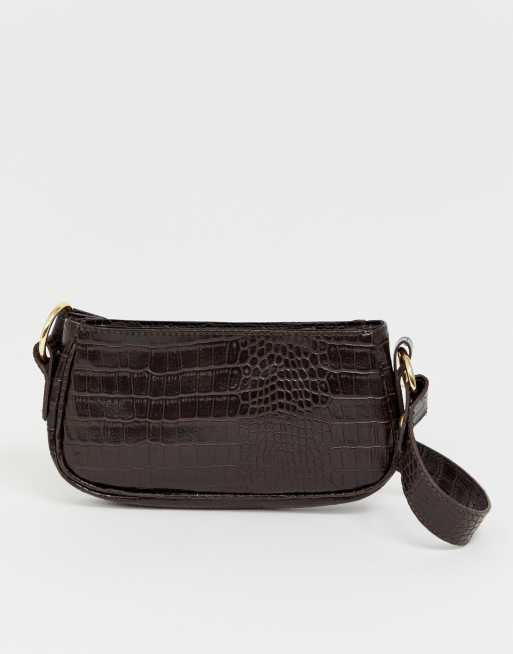 ASOS DESIGN croc effect 90s shoulder bag, ASOS