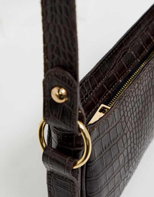 ASOS DESIGN croc effect 90s shoulder bag, ASOS