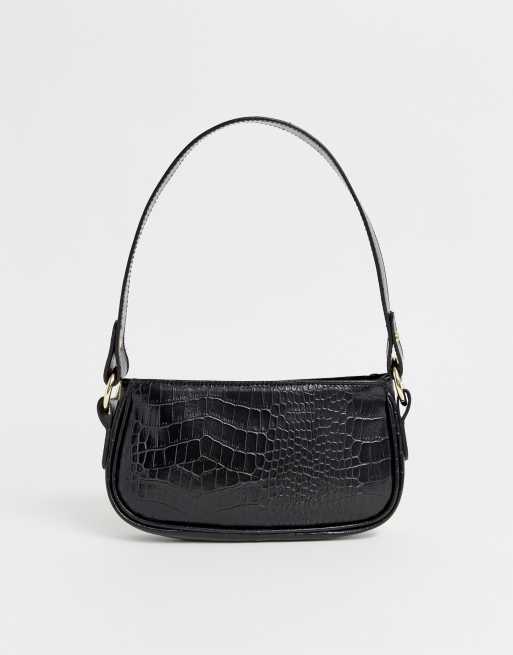 black croc effect shoulder bag