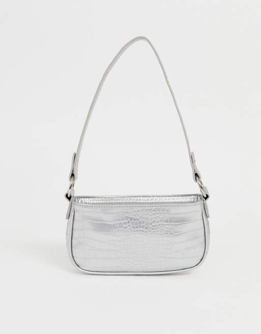 ASOS DESIGN croc effect 90s shoulder bag, ASOS