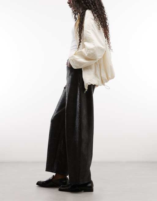 ASOS DESIGN croc effect barrel pants in black, 4 of 5