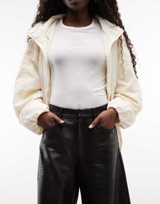 ASOS DESIGN croc effect barrel trousers in black, 3 of 5