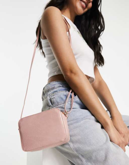 ASOS DESIGN diamond quilt adjustable shoulder bag in pink