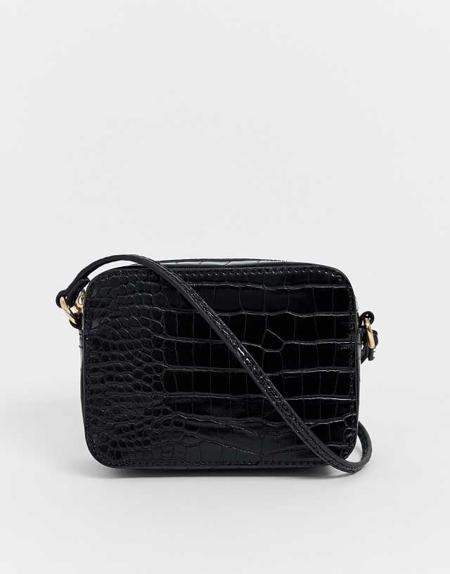 ASOS DESIGN croc effect cross body camera bag